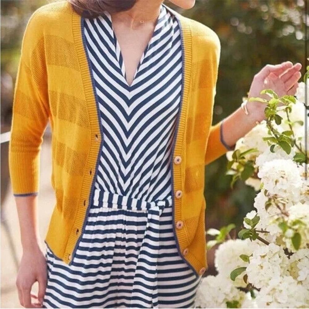 Matilda Jane X Joanna Gaines Mustard  Open Knit CottageCore Cardigan Size L